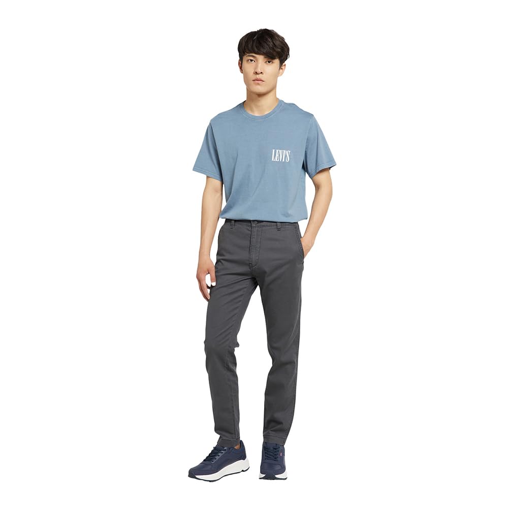 Levi's Men's Charcoal-Grey Regular Fit Chinos Trousers in grey