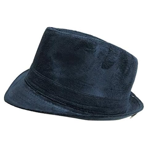 Mens Womens Unisex Classic Style Suede Navy Blue Trilby Fedora Hat Cover
