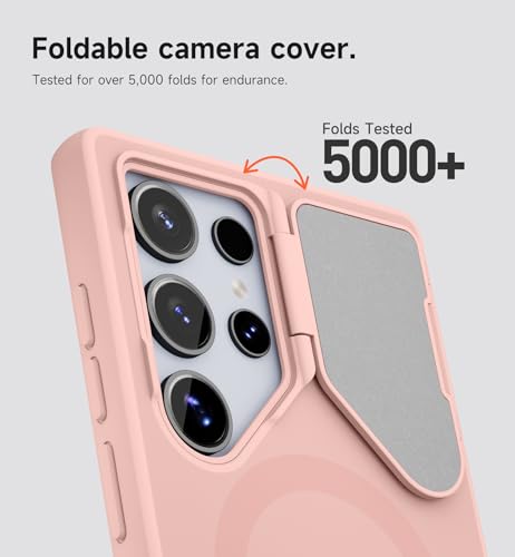 Image of SURITCH for Samsung Galaxy S24 Ultra Phone Case, Magnetic Protective Cover with Camera Cover & Adjustable Metal Kickstand for Galaxy S24 Ultra (2024)-Pink