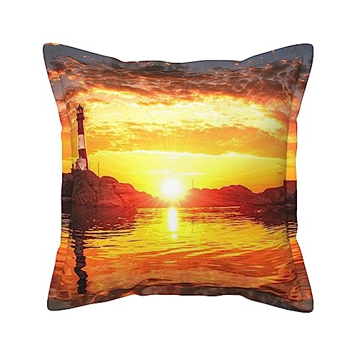 Housse de coussin en cuir phare de mer 50x50 cm rustique chic - 2