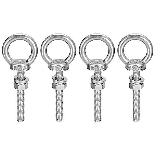 Image of uxcell Lifting Eye Bolt, 4 Sets M6x40mm Eye Bolt with Nut Washer 304 Stainless Steel Shoulder Lifting Ring Eye Bolt for Hanging Item
