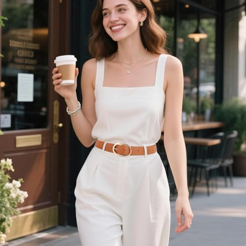 Image of PALAY Waist Belt for Women Dresses, Brown Black Belts for Women, Fashion Belts for Jeans, PU Leather Gold Buckle Ladies Belt for Woman Jeans Dress Trousers (Fit Waist 70-90cm)