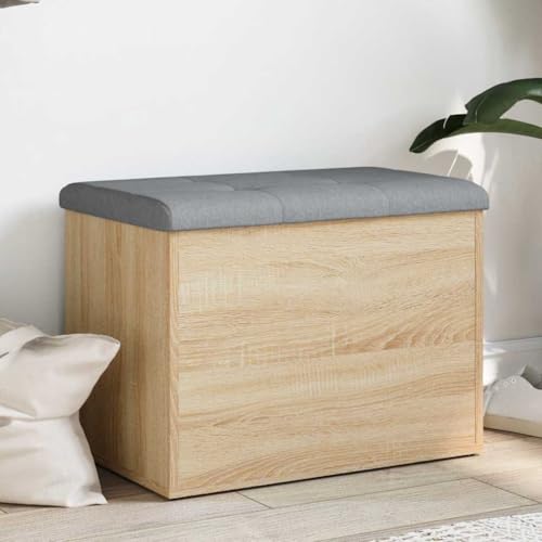 Banc de rangement pour couloir avec coussin confortable et coffre en bois clair