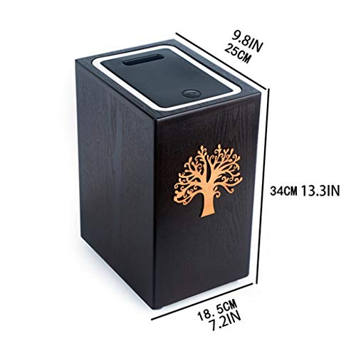 Papelera cuadrada de madera negra con tapa y presión miniatura 2