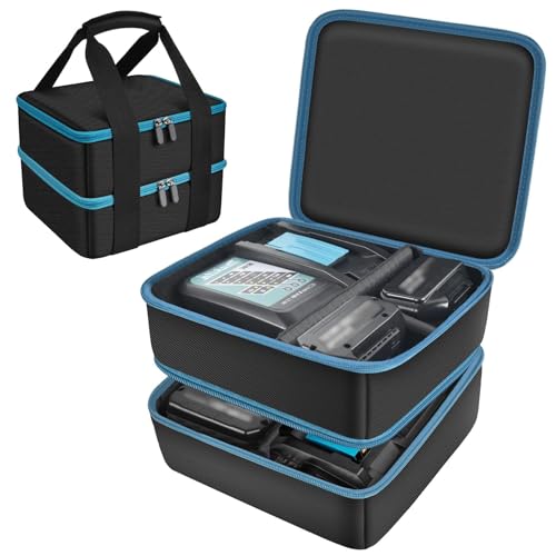 Case Compatible with Makita/for Dewalt 12V/18V/40V Max Lithium-Ion Batteries, Double Layer Storage Tool Bag for Replacement Battery and Rapid Optimum Charger with 10 Dividers (Box Only)
