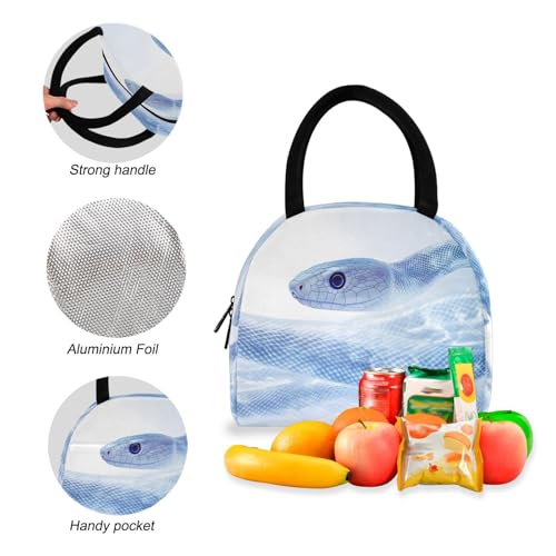 Backpack Lunch Bag Set Art Snake Print, Big Storage Travel Backpacks with Insulated Lunch Box for Office Hiking Picnic4