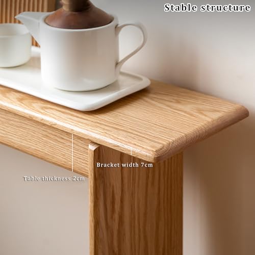 Mesa consola estrecha para entrada moderna y mueble delgado de salón en madera 6