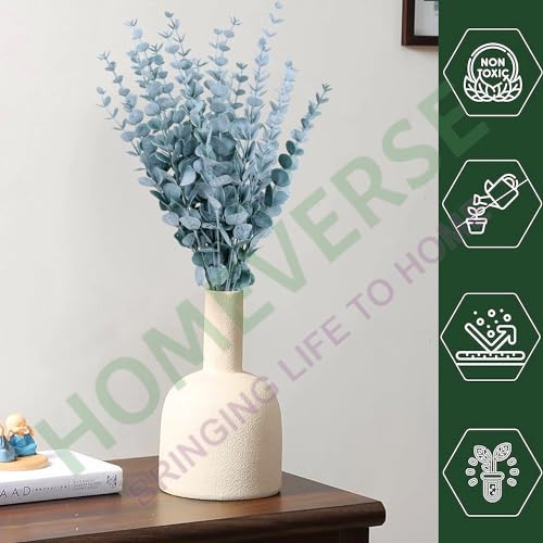 Image of HOMEVERSE 24pcs Artificial Faux Eucalyptus Stems with Fake Leaves, Artificial Greenery Eucalyptus Stems for Wedding Bouquet Centerpiece for Table Decoration (Vase Not Include - Green-24pcs)