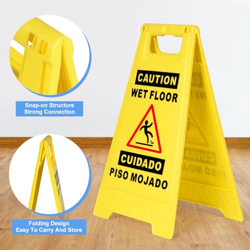 image for SNSMBNSR 2 Pack Caution Wet Floor Sign, 17.52 Inch Length, Fold Out We