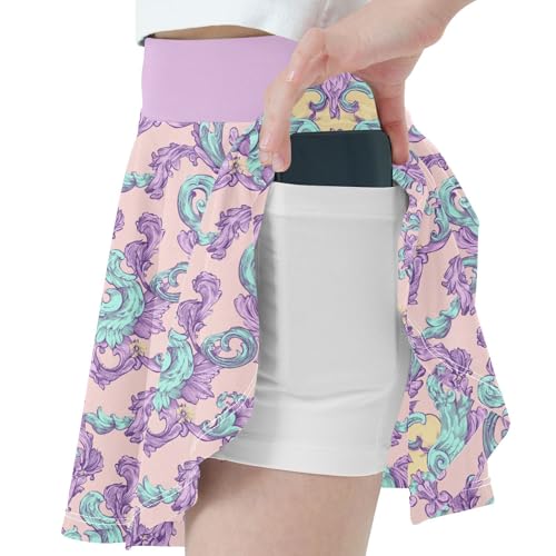 Girls Skorts High Waist Athletic Skirts with Shorts Rococo Style Stretchy Teens Performance Tennis2