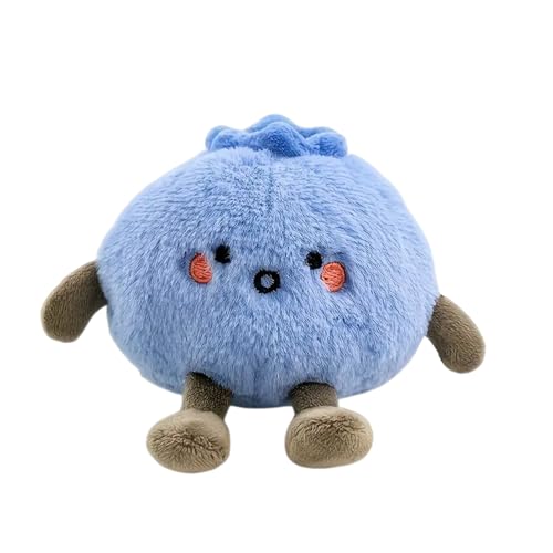 Stuffed Blueberry Plush Toy - Cute Fruit Pillow for Kids Home Decor | Soft Fabric with Filling, Cartoon Blueberry Doll for Sleeping Cuddling or Room Decoration Versatile Decorative Use 3.9 in