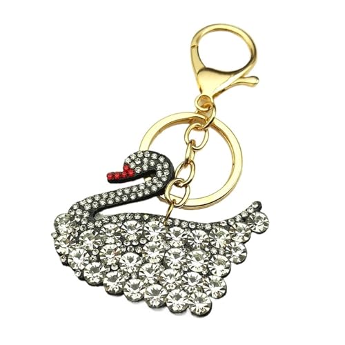 Porte-clés de voiture pendentif cygne strass et charms pour sacs