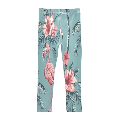 Bolaz Toddler Girls Leggings Printed Yoga Pants Leggings Pink Flamingo and Palm Tree for Kids2