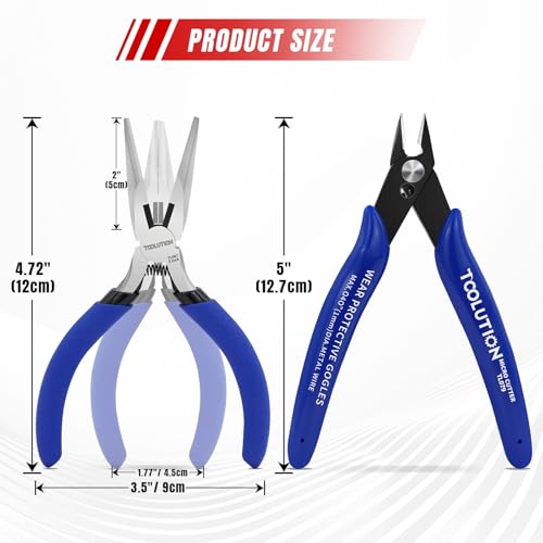 Image of 2-Piece Precision Pliers Set 5 Inch Mini Needle Nose Pliers & Wire Cutters | High Carbon Steel, Spring-Loaded Jewelry Pliers for Crafting, Model Making, Electronics, Wire Cutting