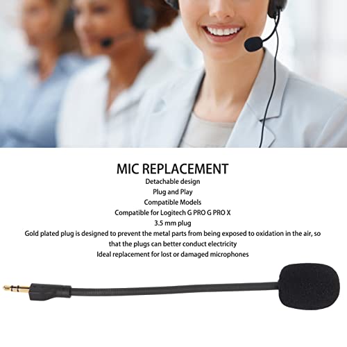 Micrófono de Juego para Reemplazo de LogitechG Pro G Pro X, Brazo de Micrófono de Auriculares Desmontable Flexible con Conector Chapado en Oro Giratorio de 3,5 Mm, Cancelación de - imagen 2