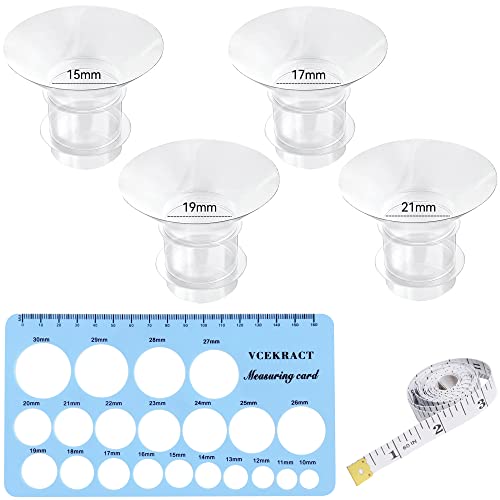Image of Vcekract Flange Inserts 15/17/19/21mm, Compatible with TSRETE, Medela, Momcozy S9/S9Pro/S12/S12Pro Wearable Breast Pump, Reduce 24mm Shield/Flange Nipple Tunnel Down to Correct Size 4PCS