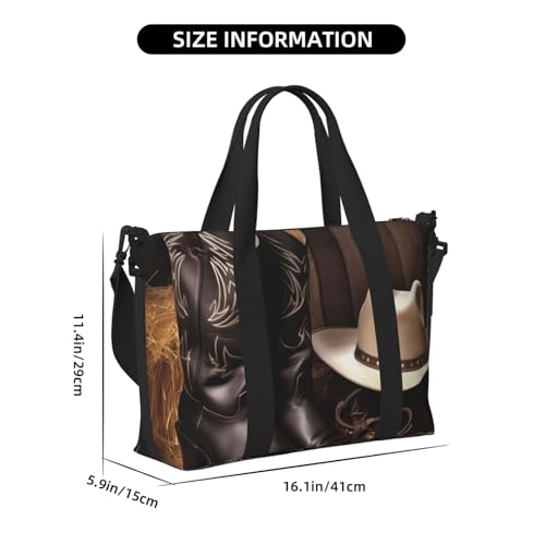 Travel Duffel Bags Personal Item Bag Carry on Luggage Bag Training Handbag Lightweight Waterproof Sports Gym Bag Cowboy Black Hat Western Boots Weekender Bag for Women Men2