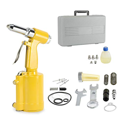 Industrial Pneumatic Air Rivet Gun,Pneumatic Air Hydraulic Pop Rivet Gun Riveter Riveting Tool W/Case Kit 3/16