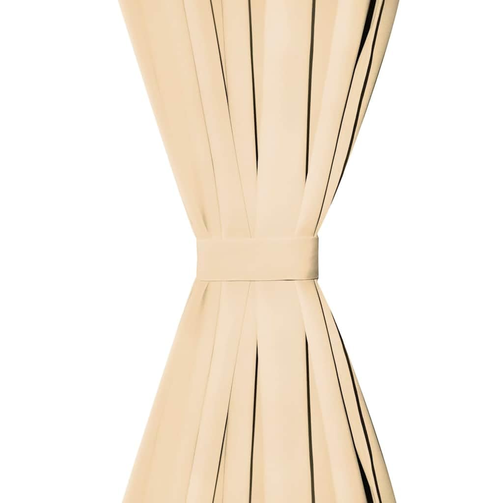 Mikro-Satin Vorhänge 2er Set mit Schlaufen 140x225 cm Beige – Blickdichte Gardinen für Wohnzimmer und Schlafzimmer