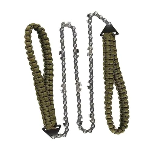 WOONEKY Outdoor Zipper Saw Pocket Chain Rope Saw Portable for Hand Sawing Chain Green Color