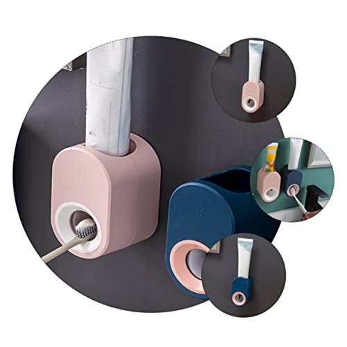 PHENOFICE Toothbrush Holder Wall Mounted Automatic Toothpaste Dispenser Squeezer for Bathroom