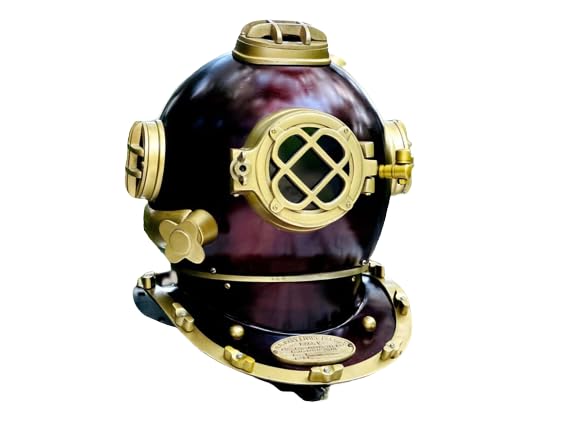 ANSARI Antiques Vintage Marine Divers Helmet Solid Steel & Brass Scuba Diving Helmet | Antique Sea Diver Decorative Desk Nautical Replica Rustic Vintage Home Decor Gifts 02