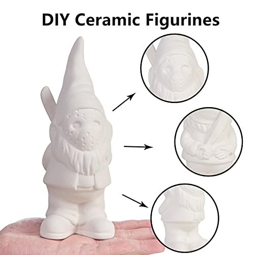 Marstop Unpainted Gnome Statues Ceramics To Paint Friday The 13Th Jason Garden Gnome Horror Indoor Home Decor Gifts Ready To Paint Ceramic Unpainted Diy Gnome Figurines (7.5"/18 Cm ) #TOP4