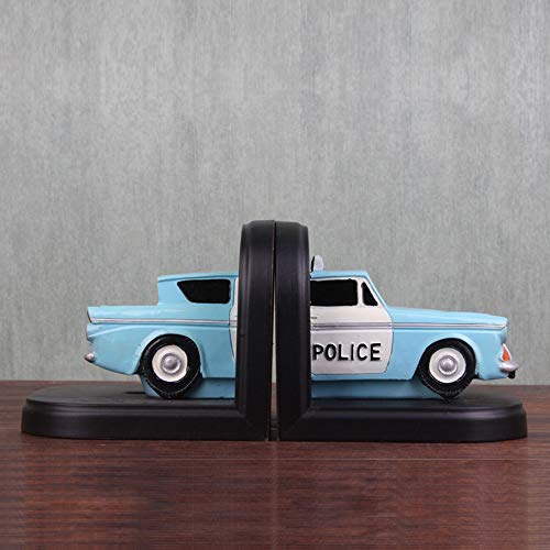 Serre-livres voiture de police rétro en résine pour étagère salon