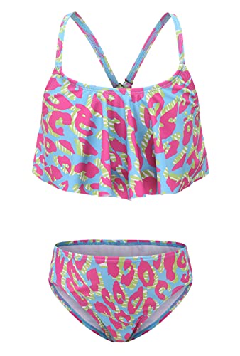 Image of Girls Two Piece Swimsuits Rainbow Bikini Sets Adjustable Strap Bathing Suits