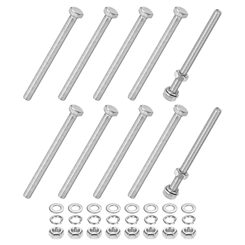 M METERXITY ナット付き10個入り六角形ヘッドボルト平＆ロックワッシャーM5x65mmステンレス鋼ボルトとナットキット完全にねじ込まれたメトリックボルトアソートメント装置/機械用