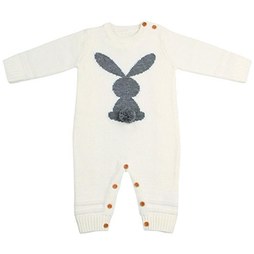 Ropa bebé Infantil Recién Nacido bebé niño niña Armadura Mameluco de Punto Mono Trajes Ropa 0-24 Mes (Beige, Tamaño:12-18Mes)