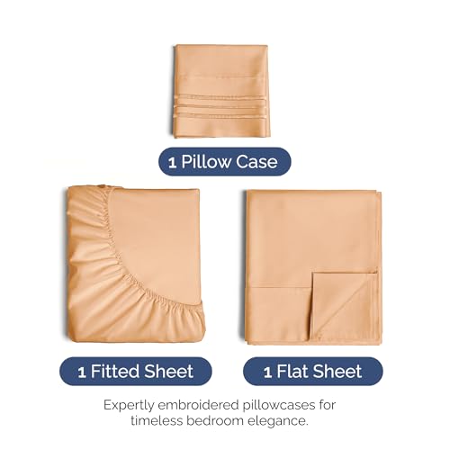 Image of Twin Size 3 Piece Sheet Set - Ultra Soft & Cooling Sheets - Peach