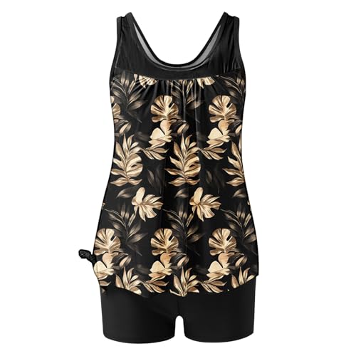 Lastesso Womens Tankini Bathing Suits Trendy Blouson Swim Tank Top with Shorts Fashion Vacation Print Summer Bathing Suits3