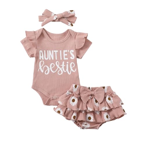 Aunties Bestie Baby Girl Romper and Skirt Outfit