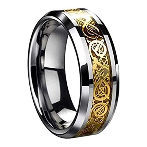 Ogquaton Men's Gold Dragon Scale Dragon Pattern Beveled Edges Celtic Rings Jewelry Wedding Band Vintage Engagement Ring Stylish and Popular Cover