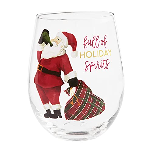 Mud Pie, Santa, Christmas Funny Wine Glass, 16 Oz #TOP14