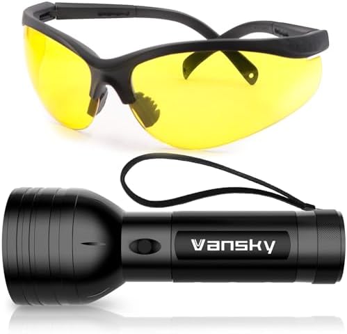 Vansky Air Conditioner Leak Detector: Professional Car Tool 68 LED Automotive AC UV Dye Leak Detection Kit with Protective Glasses