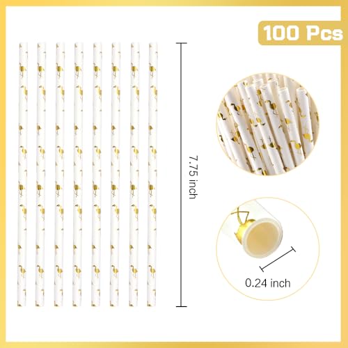 Pitillos biodegradables de papel dorado 100 piezas miniatura 2
