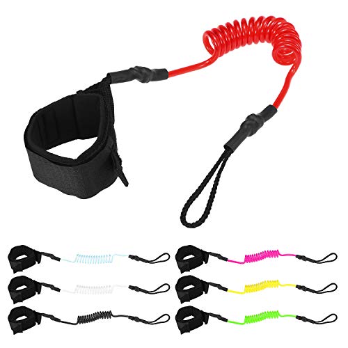 Andoer 4 pés Tornozelo Leash Surfing Elástico Coiled Stand UP Paddle Board Leg Rope Prancha de surf