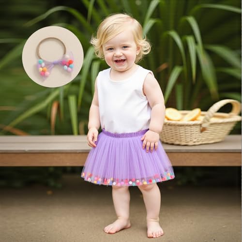 Little Girl 4th of July Skirt Glitter Star Elastic Waist A-line Tulle Skirt Toddler Summer Clothes with Headband4