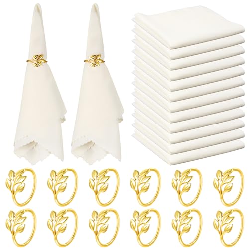 Set de 12 Servilletas de Tela Ivory Redondas miniatura 1