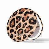 Fancii Mini Taylor Compact Magnifying Mirror with LED Light, 10x/1x, Rechargeable, 3 Light Settings, Dimmable - Small Lighted Travel Handheld Mirror for Pocket, Handbag, Purse, 2-Sided (Cheetah Chic)