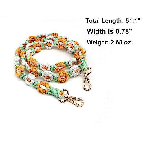 Image of Handmade Woven Cotton Rope Flower Shoulder Strap Bag Strap Purse Strap Crossbody Replacement Strap