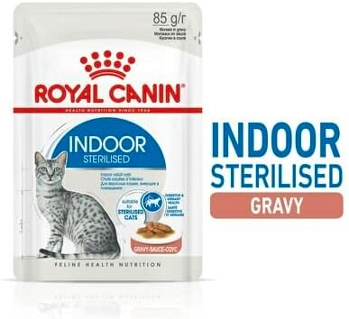 Royal Canin Sterilised Indoor in Gravy Adult Cat Wet Pouches 85g (Pack of 12)