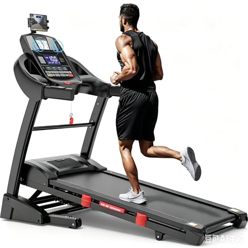 Image of Treadmill 300 lb Capacity, 4.5 HP Folding Treadmill with Incline, Treadmills for Home, Electric Walking Exercise Machine Running Treadmill for Home Gym