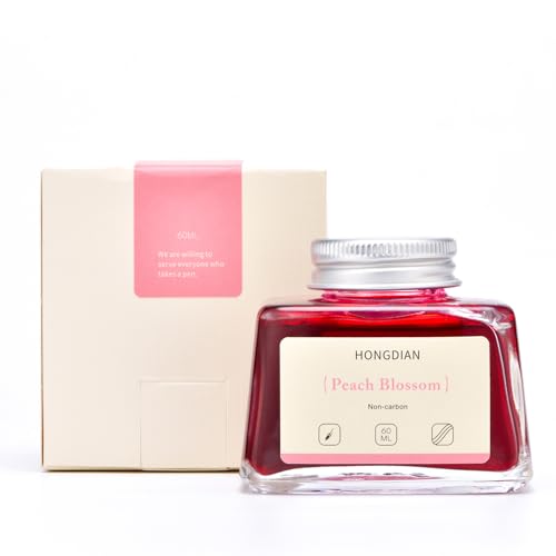 Image of Hongdian Fountain Pen Bottled Ink Peach Blossom Color, 60ml Non Carbon Inkwell Bottle, Artist Calligraphy Ink