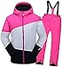 Tuta da Sci per Bambini E Bambine Tuta da Sci in Due Pezzi Giacca da Sci Impermeabile, Antivento E Calda + Pantaloni da Sci,Rosa,110,Gigh End