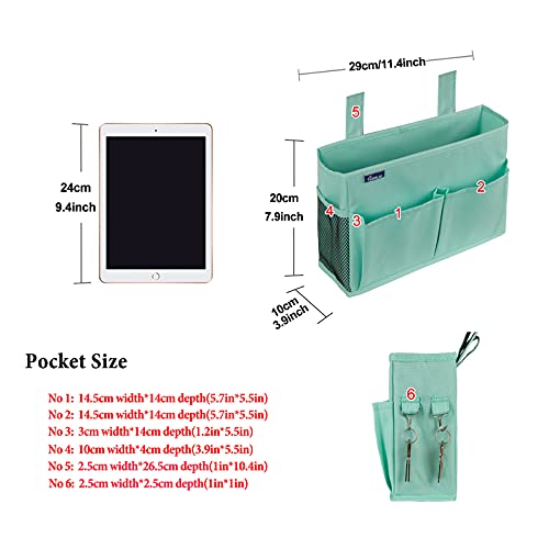 Image of Surblue Bedside Caddy Storage Hanging Organizer for Bunk and Hospital Dorm Rooms Beds Rails Green