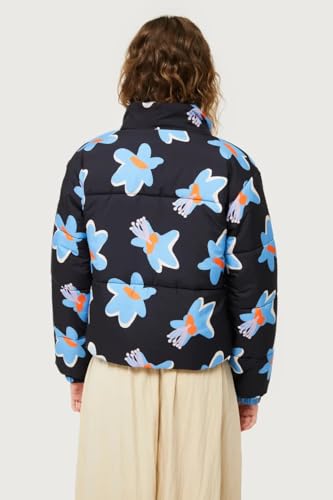 Manteau rembourré chaud et léger Calatea Noir au motif imprimé floral