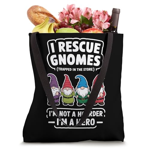 Bolsa tote 'I Rescue Gnomes, Not A Hoarder, A Hero Gardener' para amantes del jardín miniatura 4